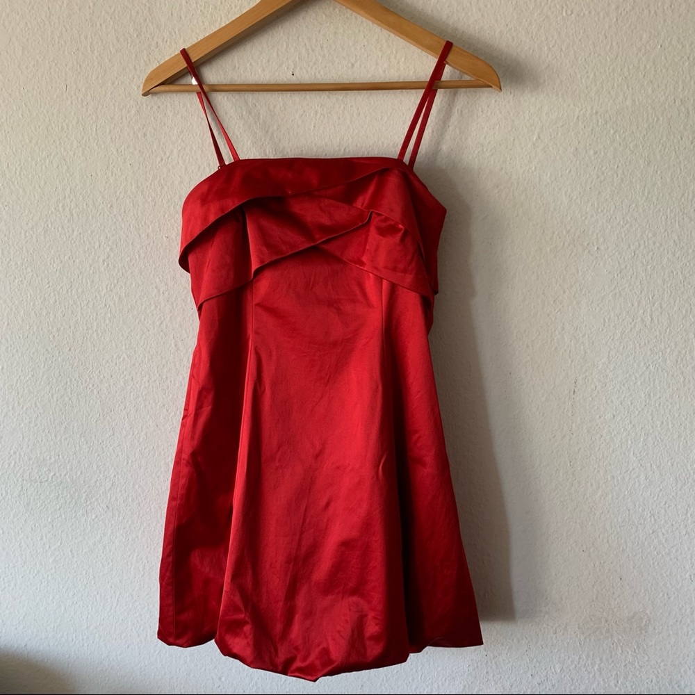 Karen Millen Red Satin Formal Dress bubble hem